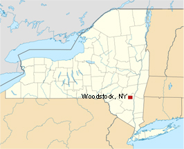 map of NY showing location of Woodstock